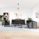 3-personers Chesterfield-sofasæt kunstlæder sort