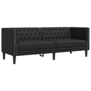 3-personers Chesterfield-sofasæt kunstlæder sort