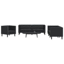 3-personers Chesterfield-sofasæt kunstlæder sort