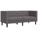 3-personers Chesterfield-sofasæt kunstlæder grå