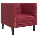 3-personers Chesterfield-sofastol kunstlæder vinrød