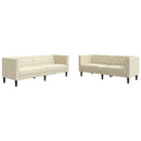 2-personers Chesterfield-sofastol kunstlæder cremefarvet