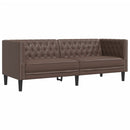 2-personers Chesterfield-sofasæt kunstlæder brun