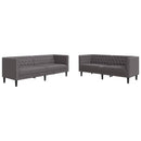 2-personers Chesterfield-sofasæt kunstlæder grå