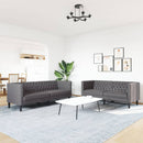2-personers Chesterfield-sofasæt kunstlæder grå