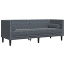 3-personers Chesterfield-sofasæt med puder fløjl mørkegrå