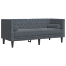 3-personers Chesterfield-sofasæt med puder fløjl mørkegrå