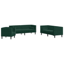 3-personers Chesterfield-sofasæt med puder fløjl mørkegrøn