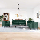 3-personers Chesterfield-sofasæt med puder fløjl mørkegrøn