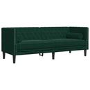 3-personers Chesterfield-sofasæt med puder fløjl mørkegrøn