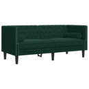 3-personers Chesterfield-sofasæt med puder fløjl mørkegrøn