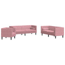 3-personers Chesterfield-sofasæt med puder fløjl pink