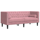 3-personers Chesterfield-sofasæt med puder fløjl pink