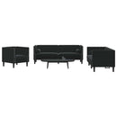 3-personers Chesterfield-sofasæt med puder fløjl sort