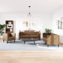 3-personers Chesterfield-sofasæt m. puder imiteret ruskind brun
