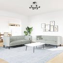 2-personers Chesterfield-sofasæt med puder fløjl lysegrå