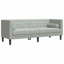 2-personers Chesterfield-sofasæt med puder fløjl lysegrå