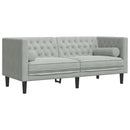 2-personers Chesterfield-sofasæt med puder fløjl lysegrå
