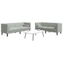 2-personers Chesterfield-sofasæt med puder fløjl lysegrå