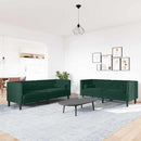 2-personers Chesterfield-sofasæt med puder fløjl mørkegrøn