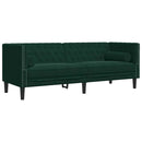 2-personers Chesterfield-sofasæt med puder fløjl mørkegrøn