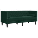 2-personers Chesterfield-sofasæt med puder fløjl mørkegrøn