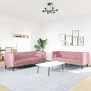 2-personers Chesterfield-sofasæt med puder fløjl pink