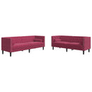 2-personers Chesterfield-sofasæt med puder fløjl vinrød