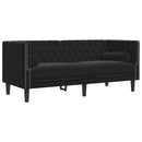 2-personers Chesterfield-sofasæt med puder fløjl sort
