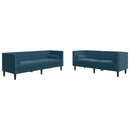 2-personers Chesterfield-sofasæt med puder fløjl blå