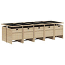 spisebordssæt til haven 11 dele med hynder polyrattan beige