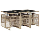 spisebordssæt til haven 7 dele med hynder polyrattan beige