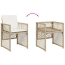 spisebordssæt til haven 7 dele med hynder polyrattan beige