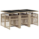 spisebordssæt til haven 7 dele med hynder polyrattan beige