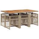 spisebordssæt til haven 7 dele med hynder polyrattan beige