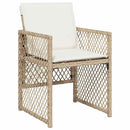 spisebordssæt til haven 9 dele med hynder polyrattan beige