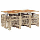 spisebordssæt til haven 11 dele med hynder polyrattan beige