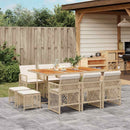 spisebordssæt til haven 11 dele med hynder polyrattan beige