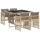 spisebordssæt til haven 5 dele med hynder polyrattan beige