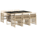 spisebordssæt til haven 7 dele med hynder polyrattan beige