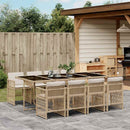 spisebordssæt til haven 9 dele med hynder polyrattan beige