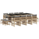 spisebordssæt til haven 13 dele med hynder polyrattan beige