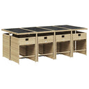 spisebordssæt til haven 9 dele med hynder polyrattan beige