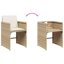 spisebordssæt til haven 11 dele med hynder polyrattan beige