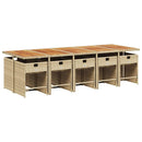 spisebordssæt til haven 11 dele med hynder polyrattan beige