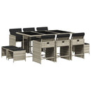 loungesæt til haven 11 dele med hynder polyrattan lysegrå
