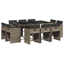 loungesæt til haven 11 dele med hynder polyrattan grå