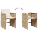 spisebordssæt til haven 11 dele med hynder polyrattan beige