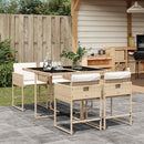 spisebordssæt til haven 5 dele med hynder polyrattan beige