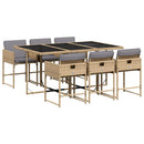spisebordssæt til haven 7 dele med hynder polyrattan beige
